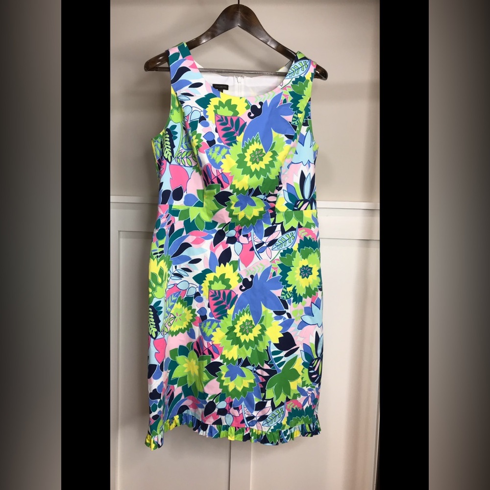 TALBOTS Island Tropical Floral Neon Sleeveless Dress Sz 10 Cotton Blend PERFECT